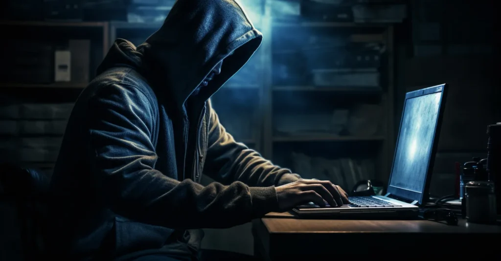 Identity Theft Concept Shadowy Figure With Stolen Data