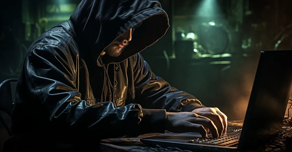 Identity Theft Concept, Cybercriminal Silhouette