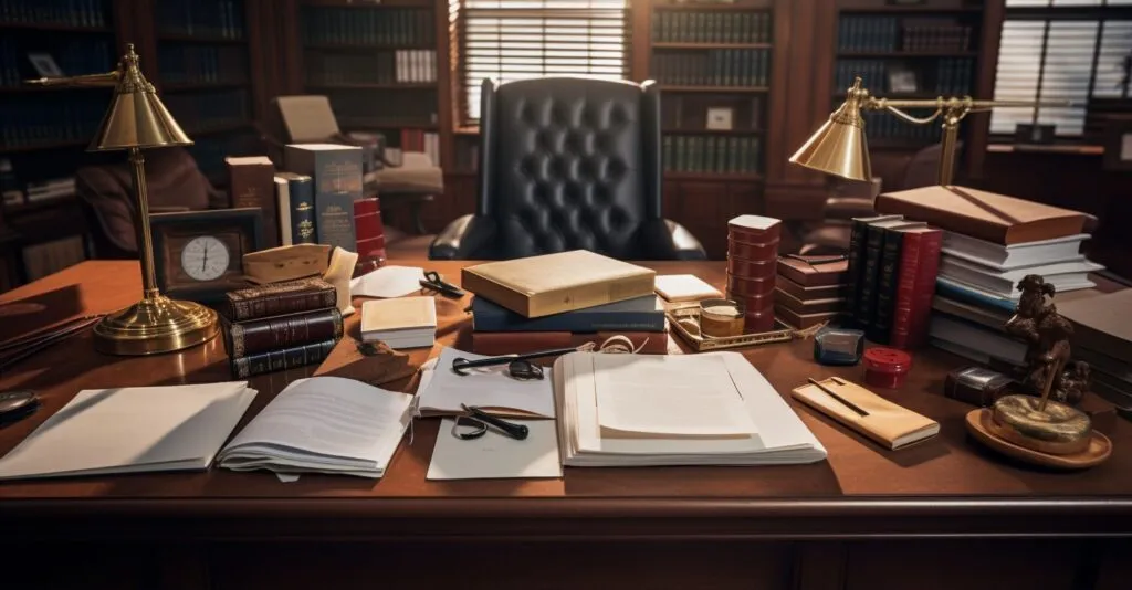 Lawyer's Desk With Legal Documents