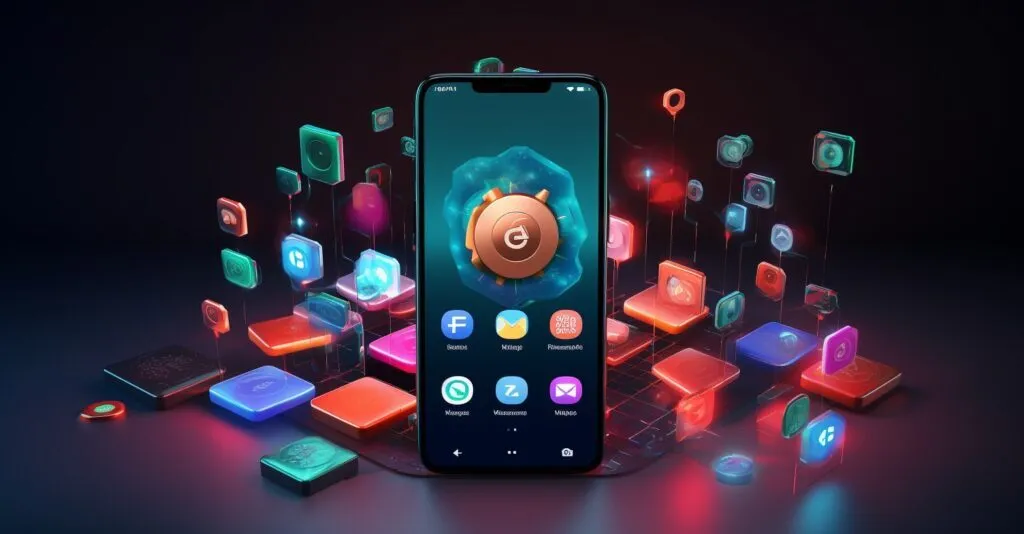 Mobile Phone With Security Apps Icons