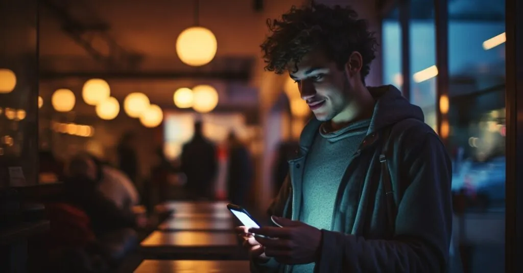 Person Holding An Iphone And A Router In Hand