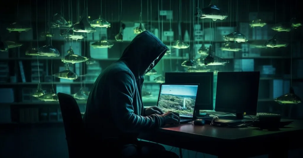 Phishing Email Attack With A Hacker's Silhouette