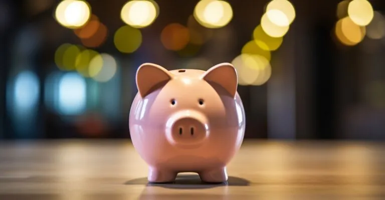 Piggy Bank In Modern Bank Interior