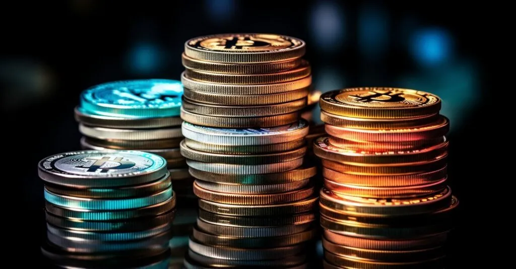 Stack Of Various Cryptocurrency Coins