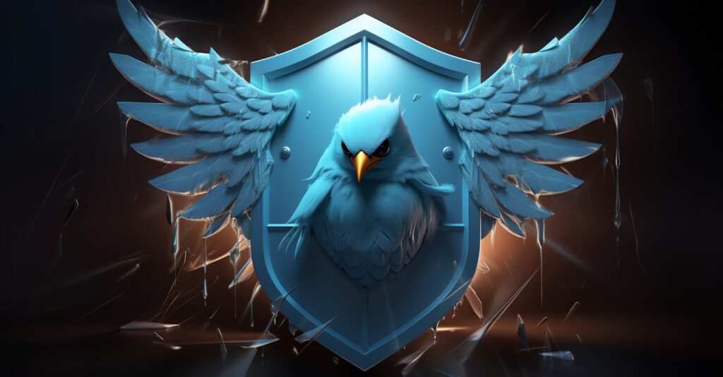 Twitter Logo With A Shield Overlay