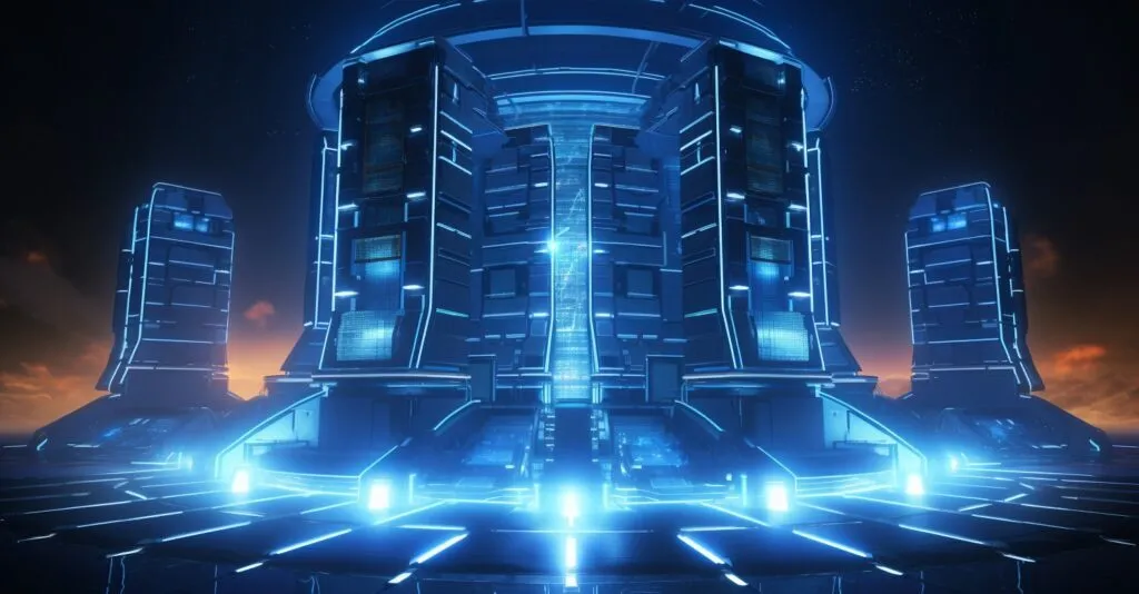 Digital Guardian At The Gates Of A Futuristic Network