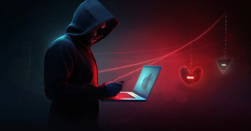 Hacker In Shadow With Phishing Hook