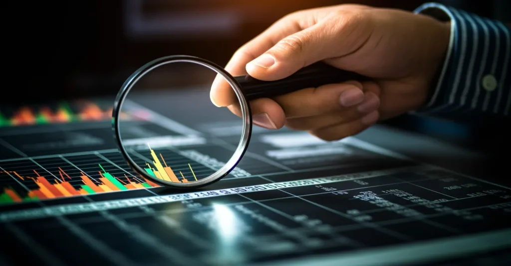 Hands Holding A Magnifying Glass Over Compound Interest