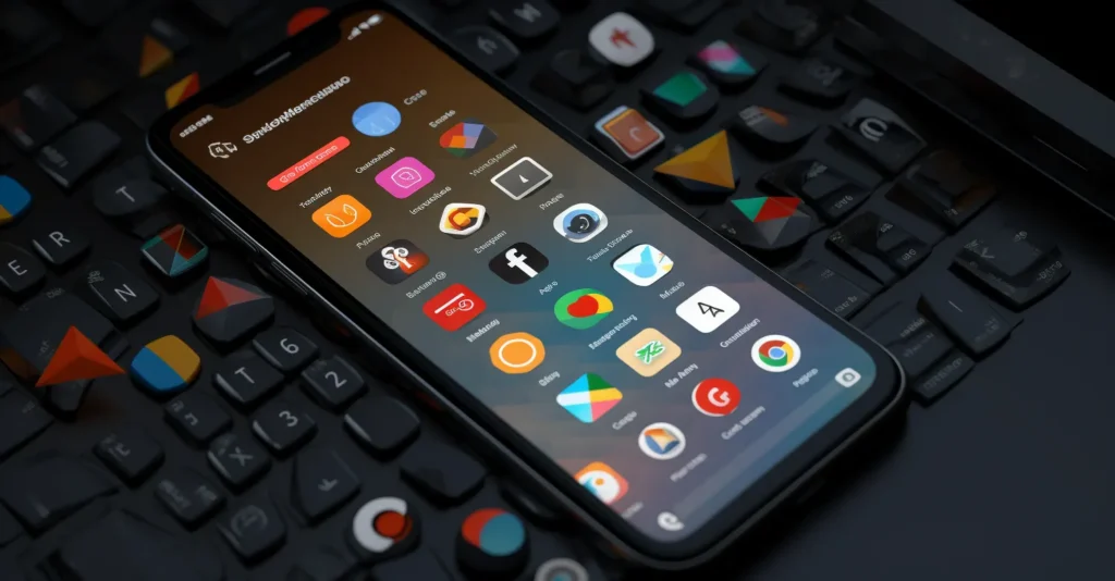 Smartphone With Gmail App And Security Apps Icons