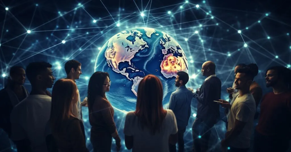 World Connected Through Secure VPN Encryption.