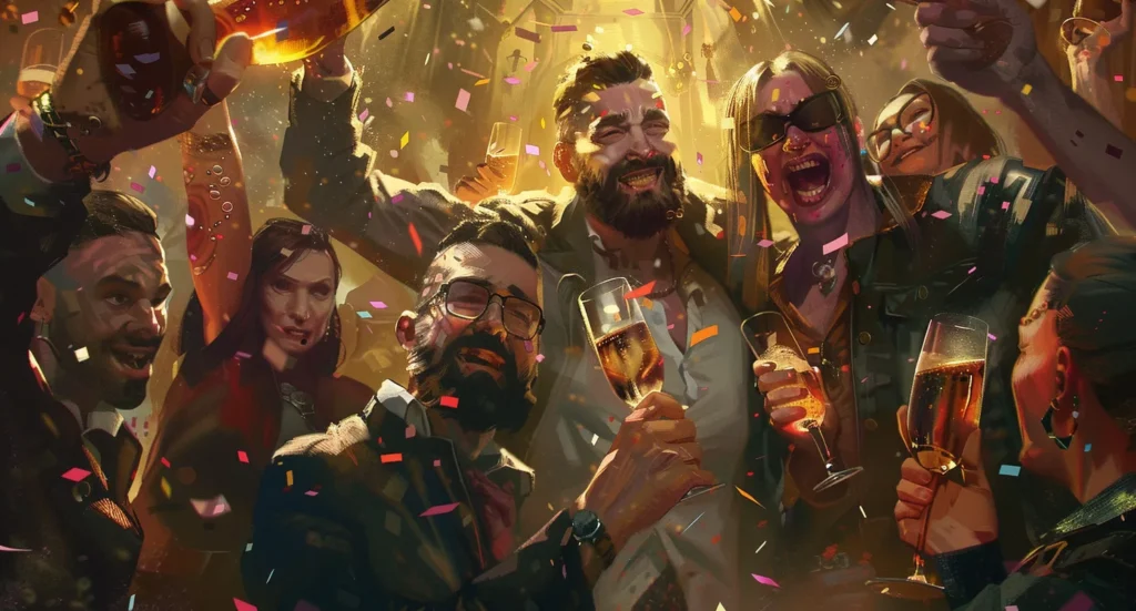 Game Development Team Celebrating A Successful Release