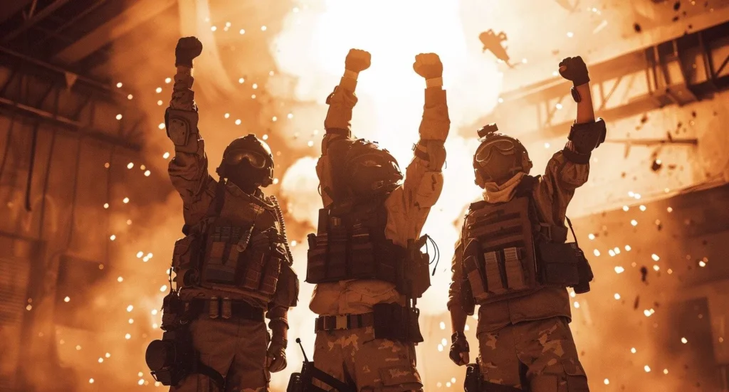 A Triumphant Counter Terrorist Team Celebrating Victory On A Brightly Lit Dust Ii Map