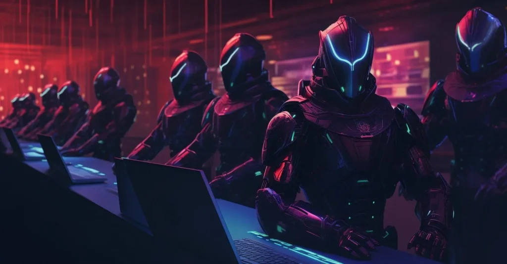 Cybersecurity Knights Protecting Email Servers Digital Art