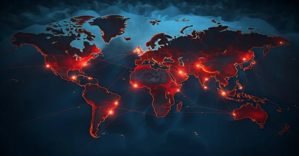 World Map With VPN Servers Marked