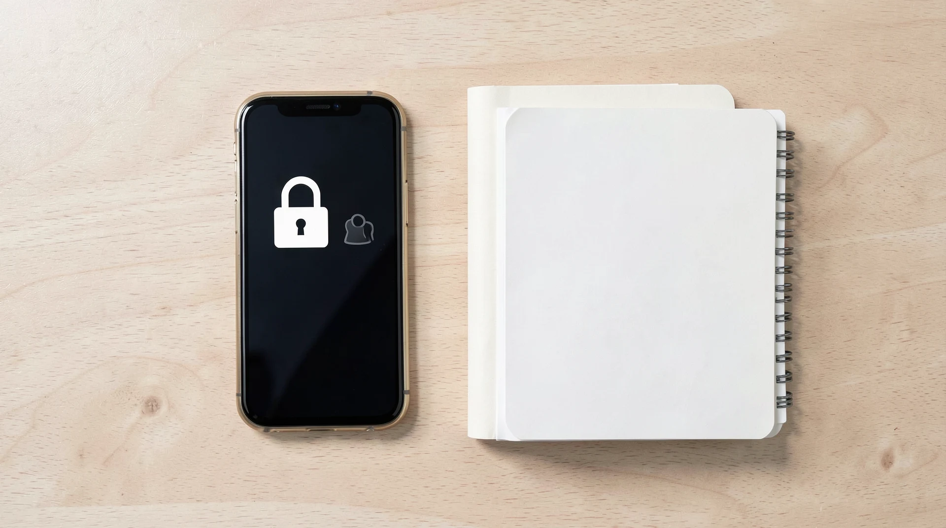 Privacy and security items on desk