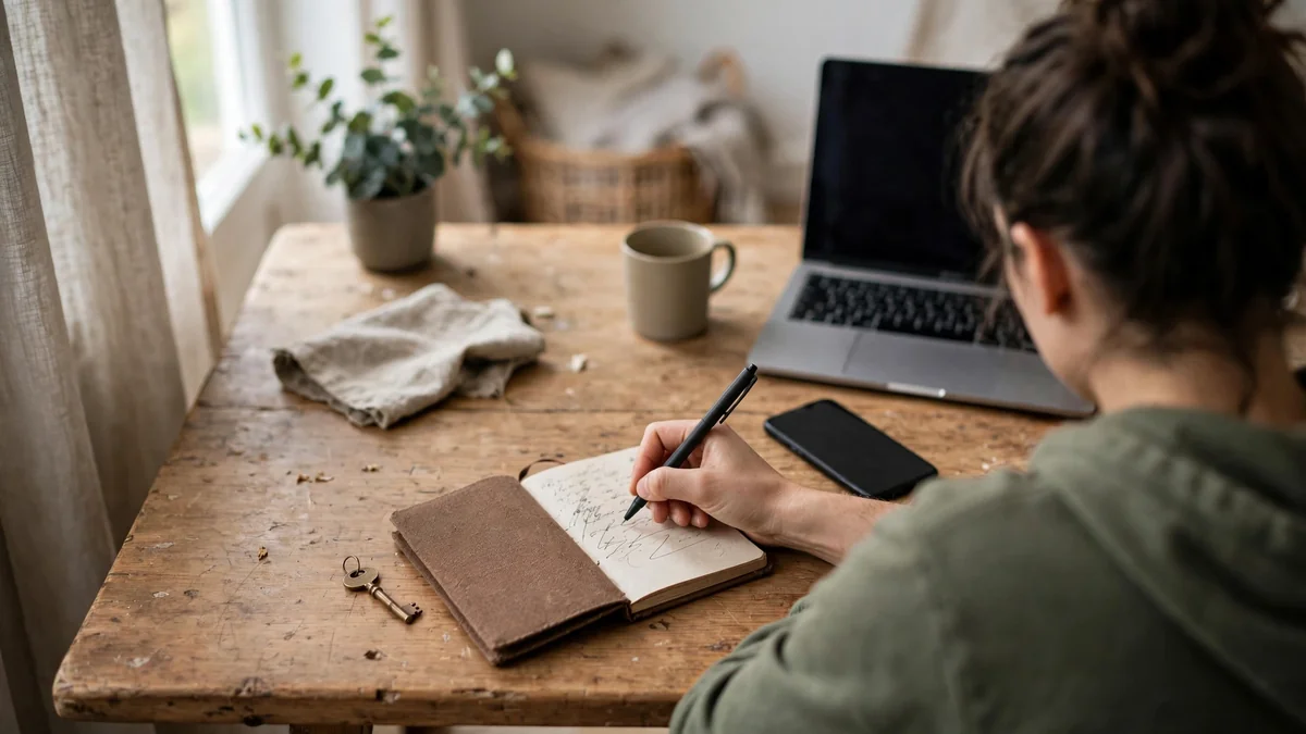 Person setting up secure login habits at a home desk