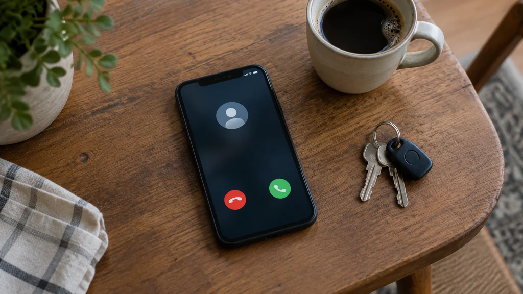 Smartphone showing an incoming call from a bare number