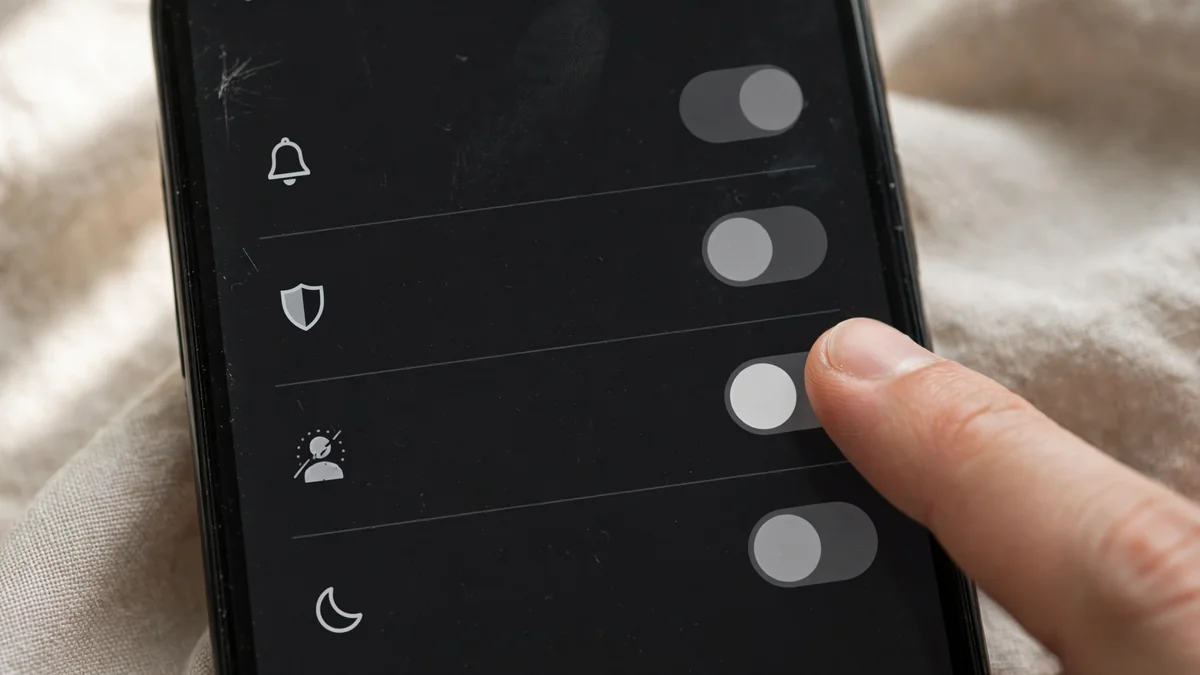 Finger about to switch on silence unknown callers setting